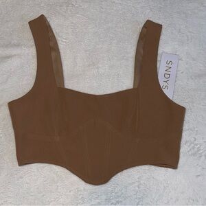 Tan Sculpted Bustier Crop Top - Women large